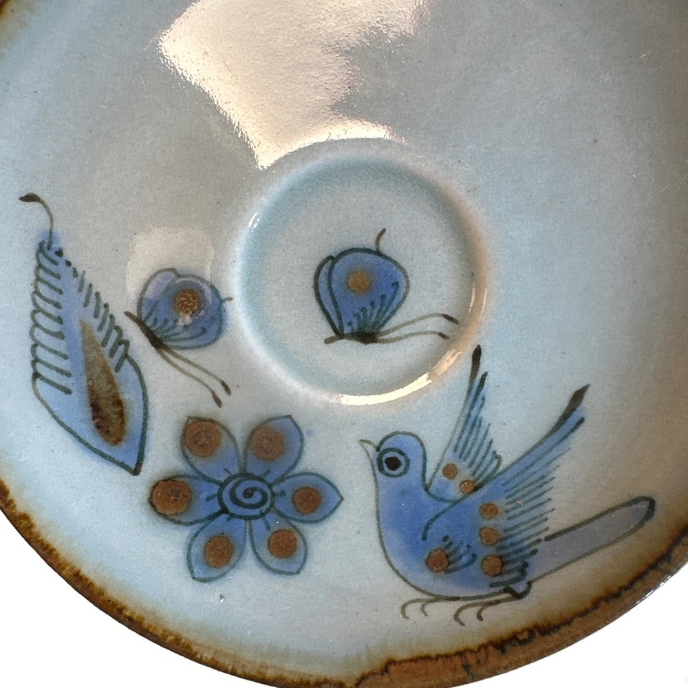 VTG Ken Edwards Tonala El Palomar Saucer Plates Set Of 4 Blue Bird Mexican Folk - Picture 3 of 6